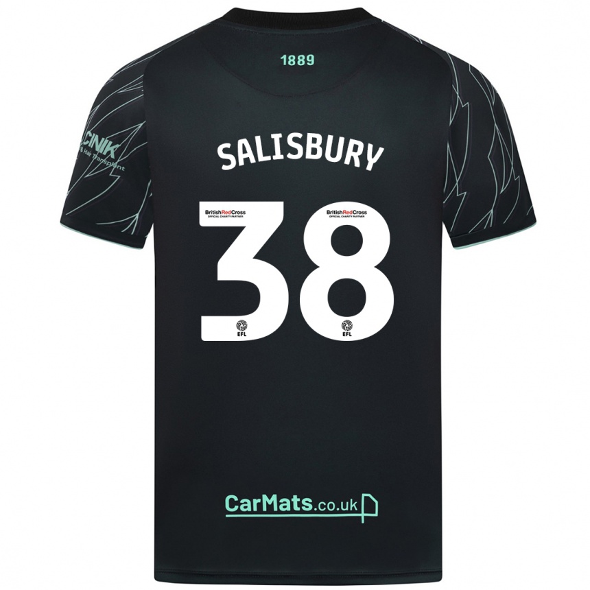 Kinder Fußball Chloe Salisbury #38 Schwarz Grün Auswärtstrikot Trikot 2024/25 T-Shirt Luxemburg