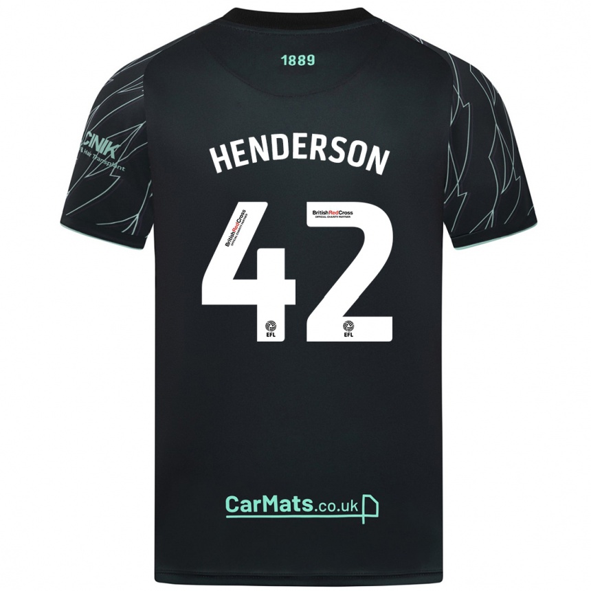 Kinder Fußball Peyton Henderson #42 Schwarz Grün Auswärtstrikot Trikot 2024/25 T-Shirt Luxemburg