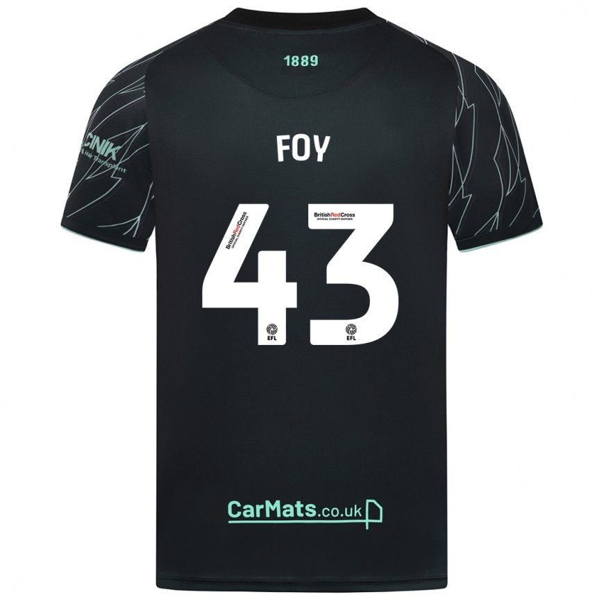 Kinder Fußball Gus Foy #43 Schwarz Grün Auswärtstrikot Trikot 2024/25 T-Shirt Luxemburg