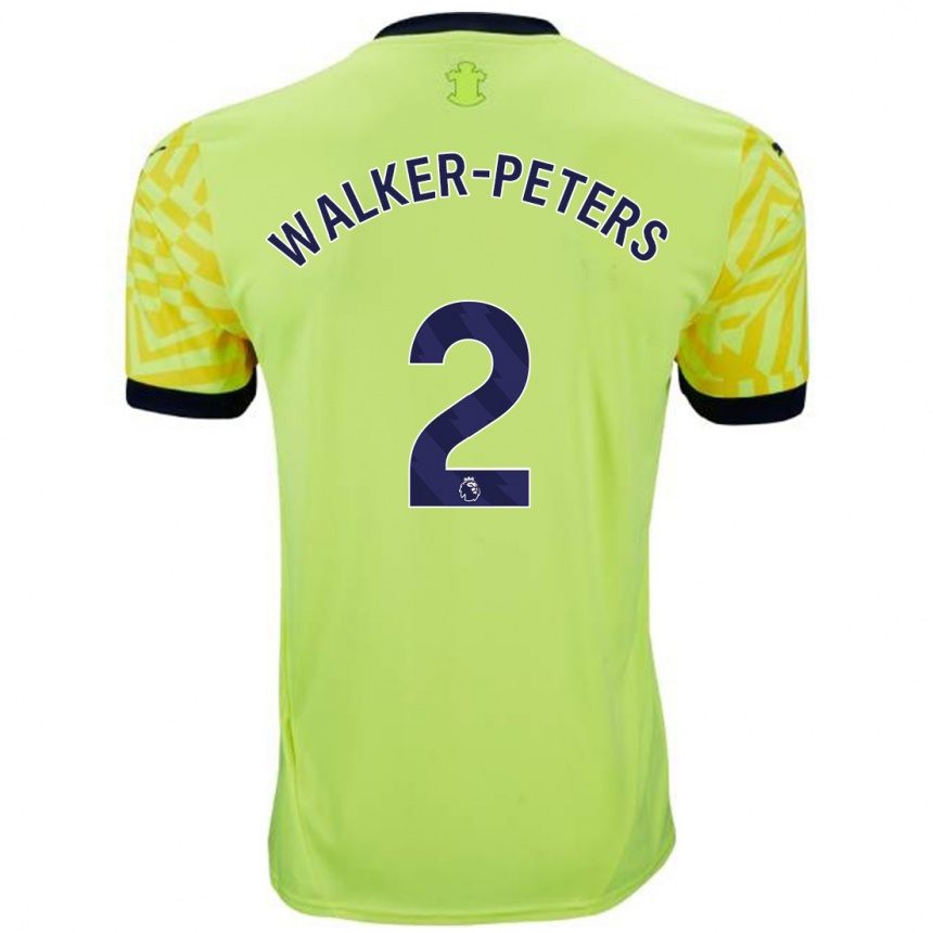 Kinder Fußball Kyle Walker-Peters #2 Gelb Auswärtstrikot Trikot 2024/25 T-Shirt Luxemburg