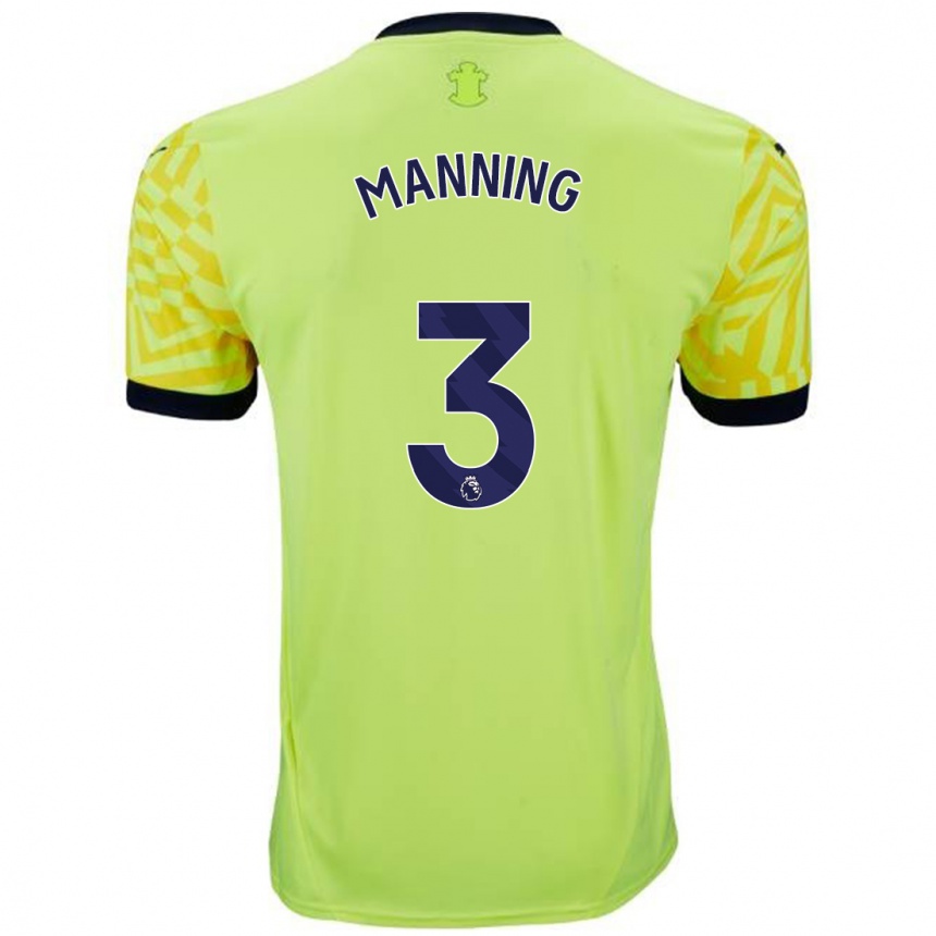 Kinder Fußball Ryan Manning #3 Gelb Auswärtstrikot Trikot 2024/25 T-Shirt Luxemburg