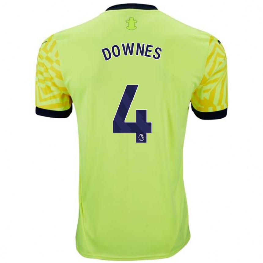 Kinder Fußball Flynn Downes #4 Gelb Auswärtstrikot Trikot 2024/25 T-Shirt Luxemburg