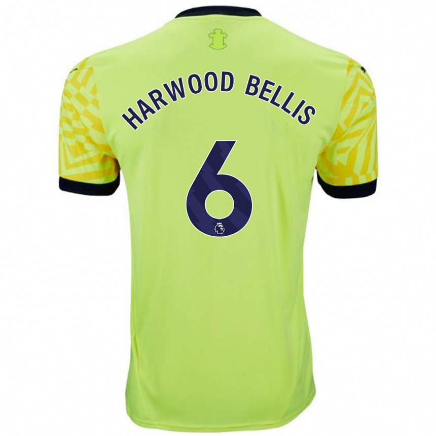 Kinder Fußball Taylor Harwood-Bellis #6 Gelb Auswärtstrikot Trikot 2024/25 T-Shirt Luxemburg