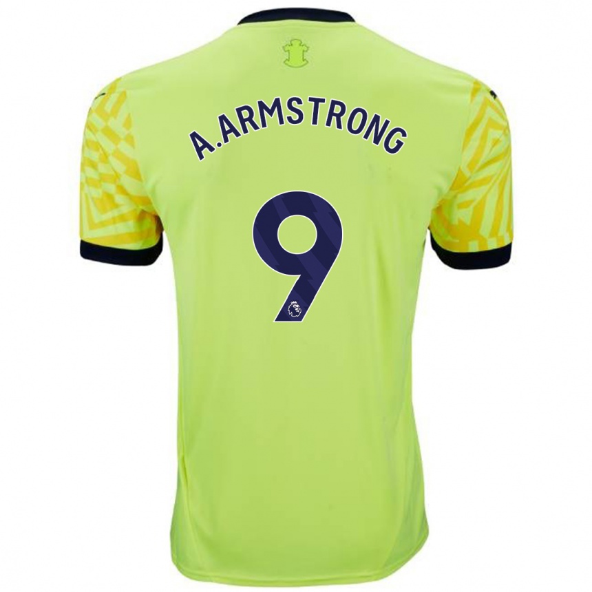 Kinder Fußball Adam Armstrong #9 Gelb Auswärtstrikot Trikot 2024/25 T-Shirt Luxemburg