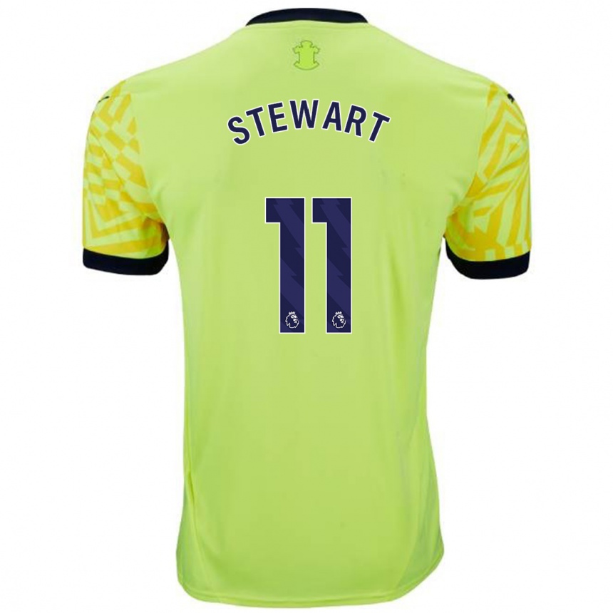 Kinder Fußball Ross Stewart #11 Gelb Auswärtstrikot Trikot 2024/25 T-Shirt Luxemburg