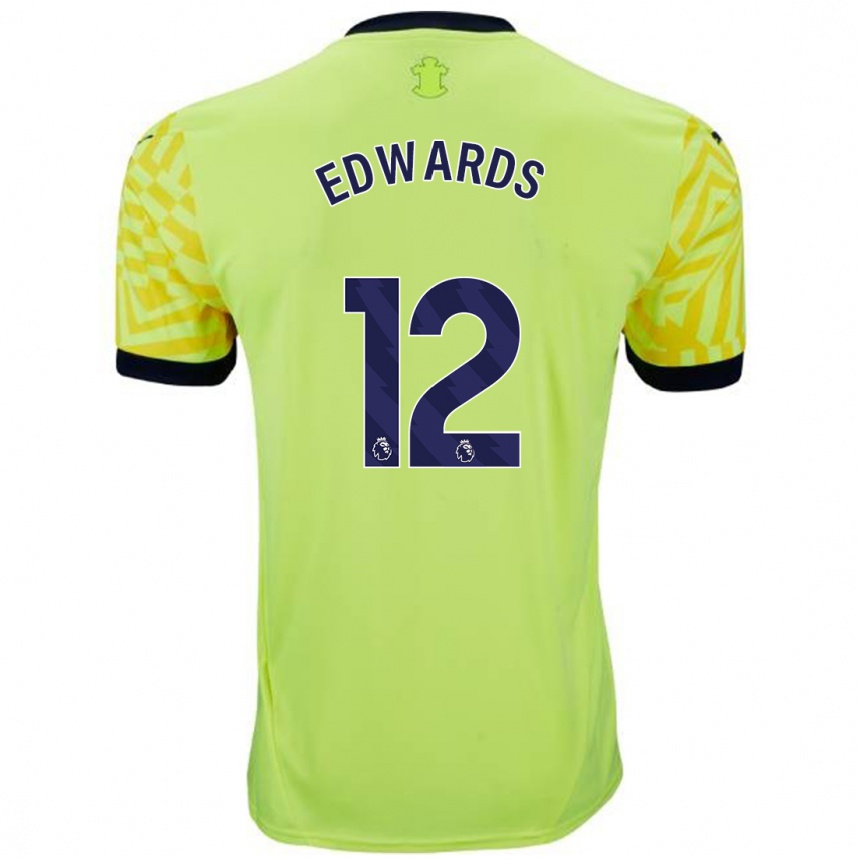 Kinder Fußball Ronnie Edwards #12 Gelb Auswärtstrikot Trikot 2024/25 T-Shirt Luxemburg