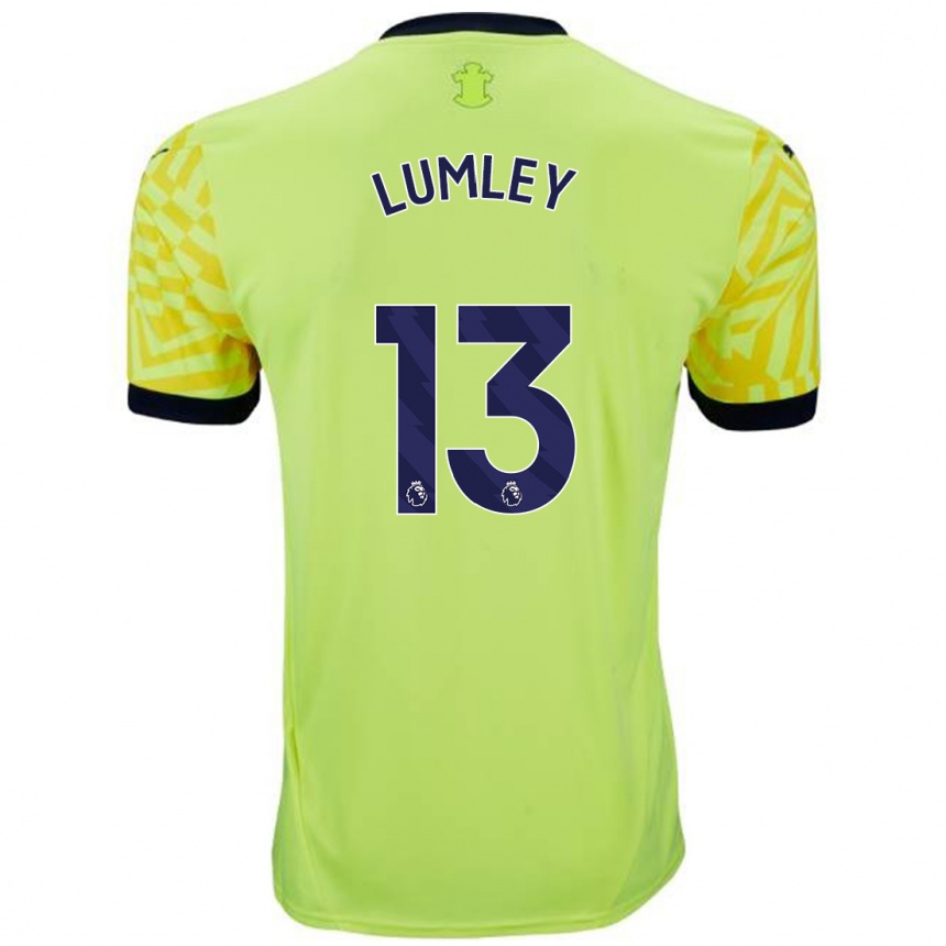 Kinder Fußball Joe Lumley #13 Gelb Auswärtstrikot Trikot 2024/25 T-Shirt Luxemburg