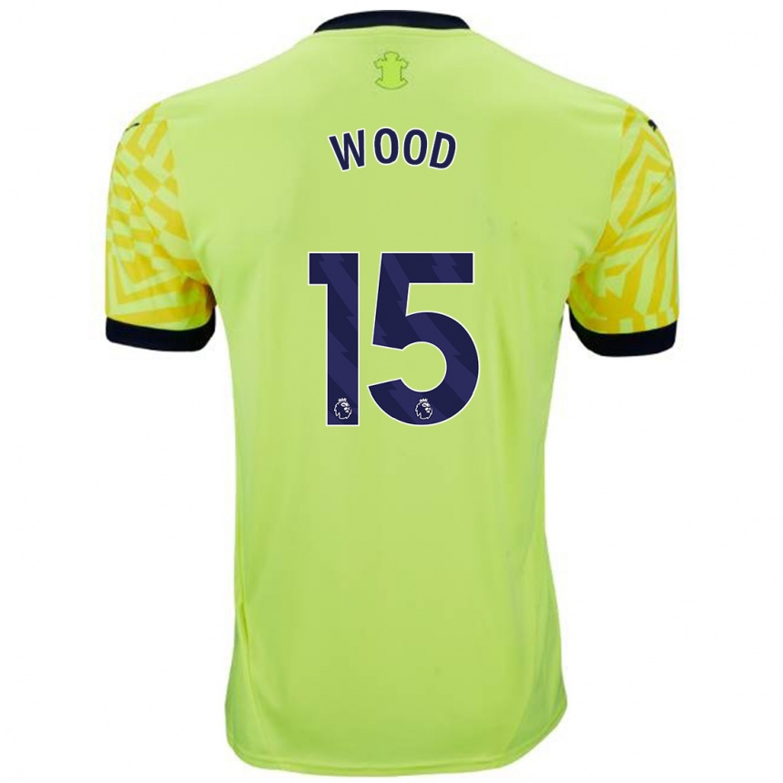 Kinder Fußball Nathan Wood #15 Gelb Auswärtstrikot Trikot 2024/25 T-Shirt Luxemburg