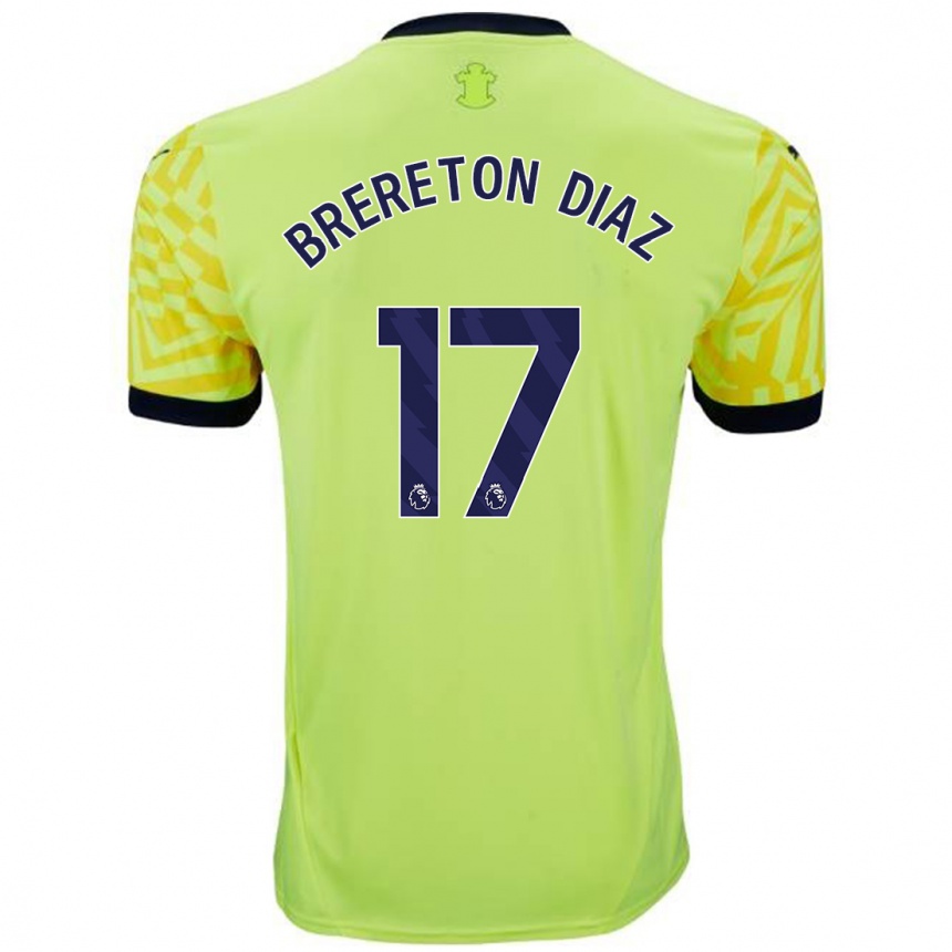 Kinder Fußball Ben Brereton Díaz #17 Gelb Auswärtstrikot Trikot 2024/25 T-Shirt Luxemburg