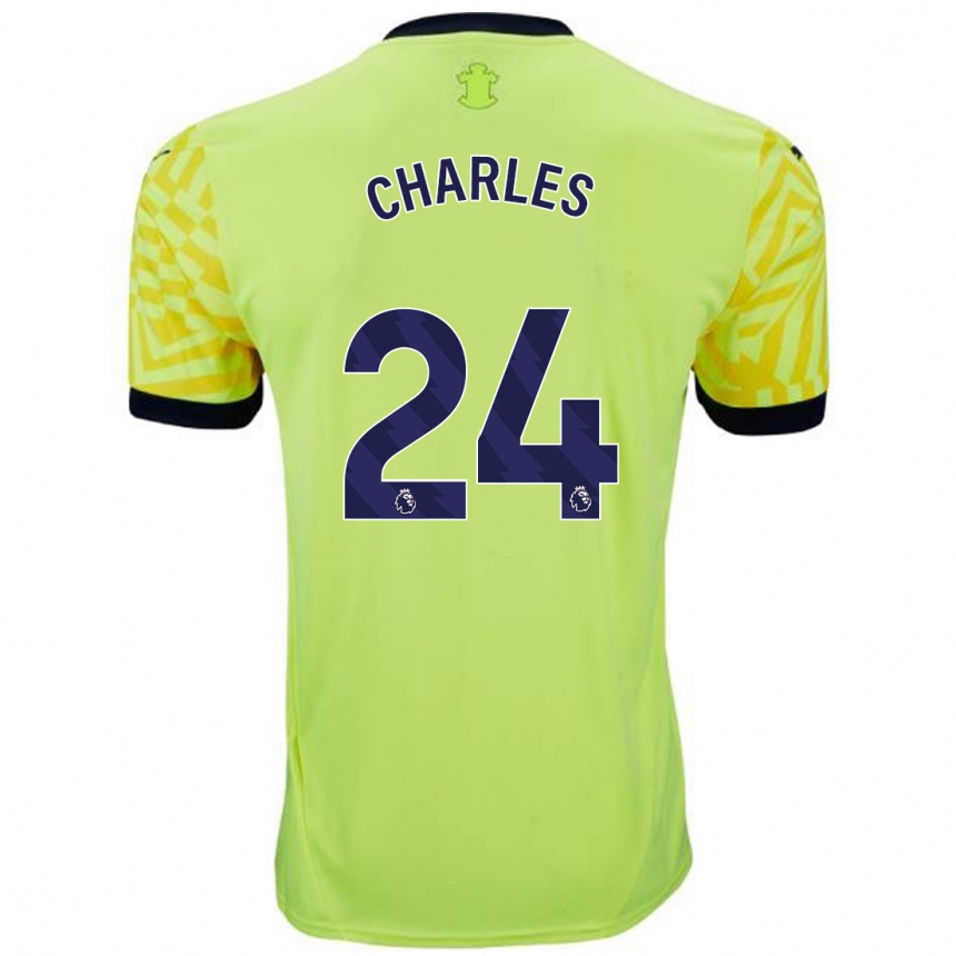 Kinder Fußball Shea Charles #24 Gelb Auswärtstrikot Trikot 2024/25 T-Shirt Luxemburg