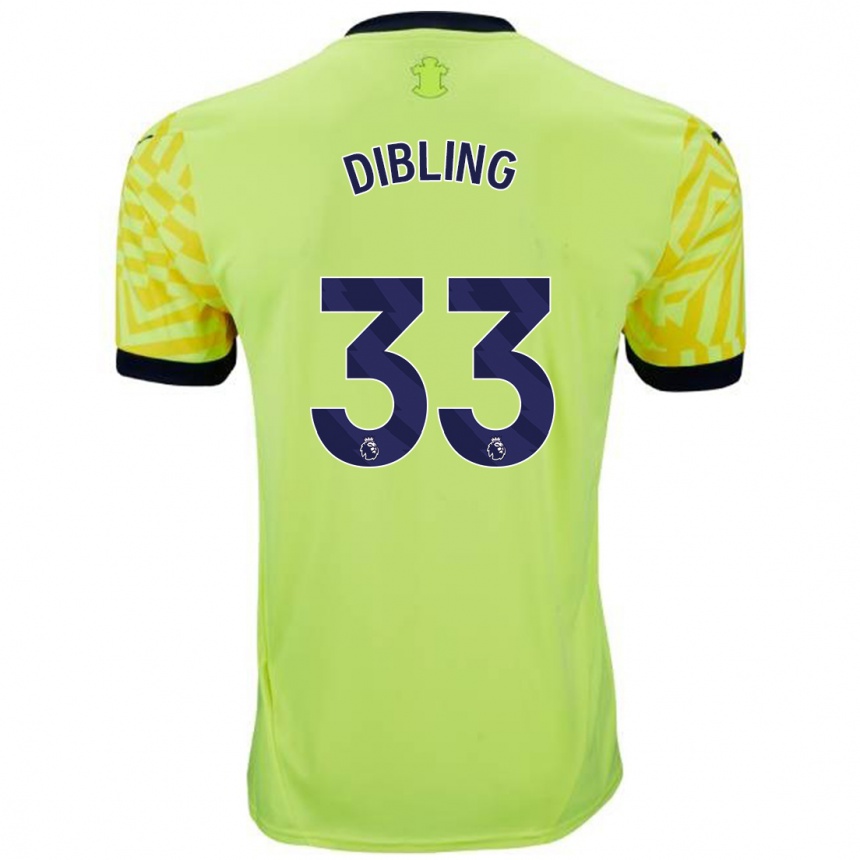 Kinder Fußball Tyler Dibling #33 Gelb Auswärtstrikot Trikot 2024/25 T-Shirt Luxemburg