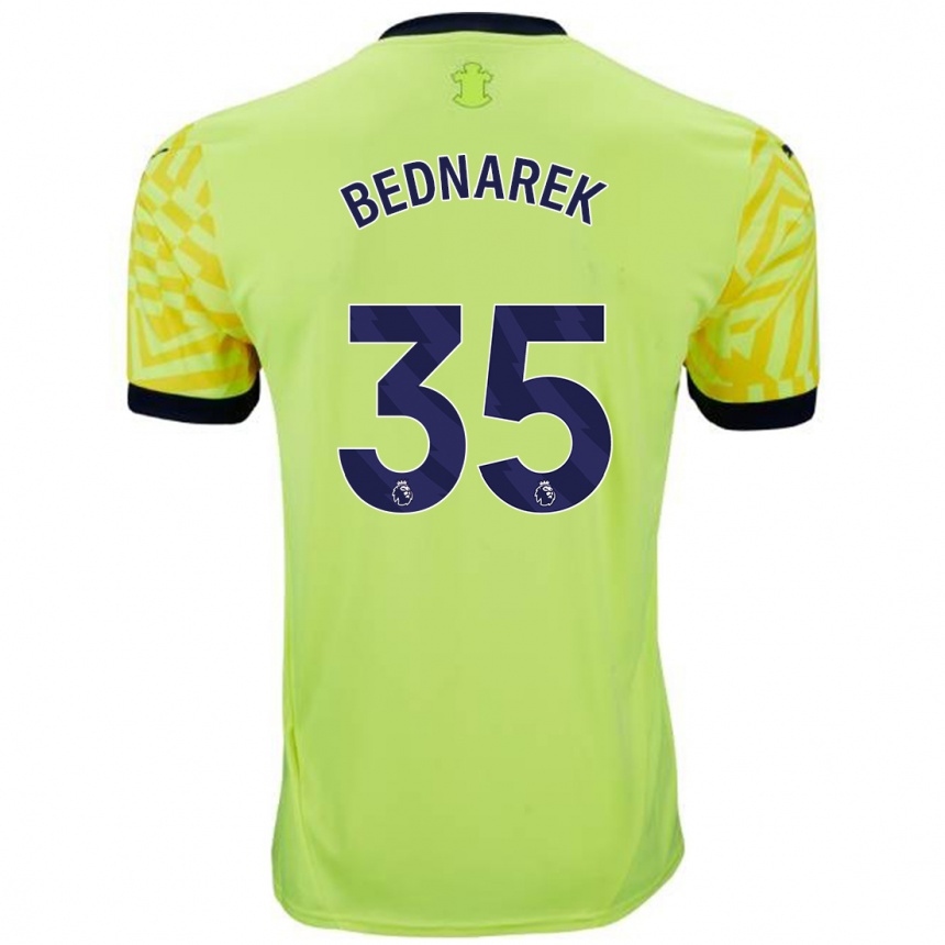 Kinder Fußball Jan Bednarek #35 Gelb Auswärtstrikot Trikot 2024/25 T-Shirt Luxemburg