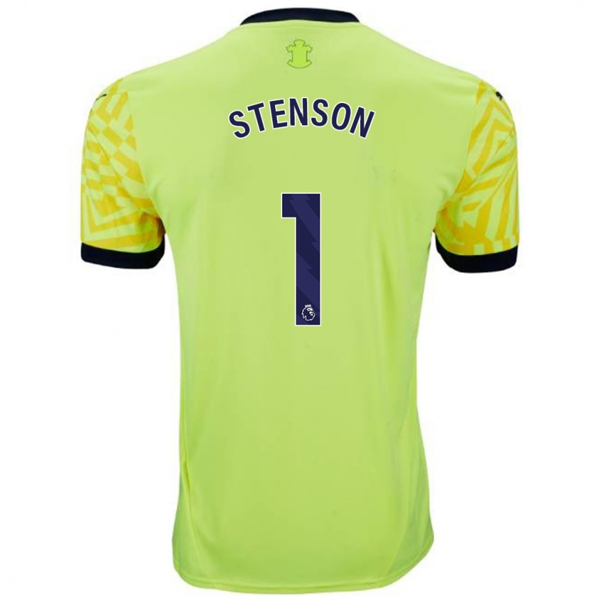 Kinder Fußball Fran Stenson #1 Gelb Auswärtstrikot Trikot 2024/25 T-Shirt Luxemburg