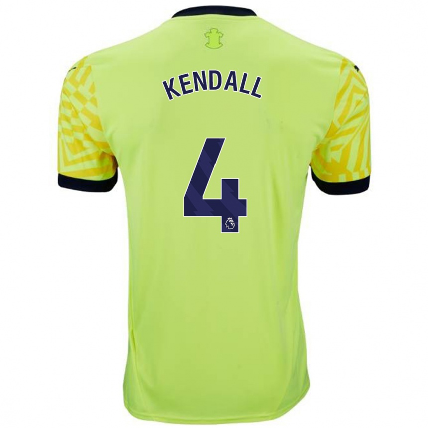 Kinder Fußball Lucia Kendall #4 Gelb Auswärtstrikot Trikot 2024/25 T-Shirt Luxemburg