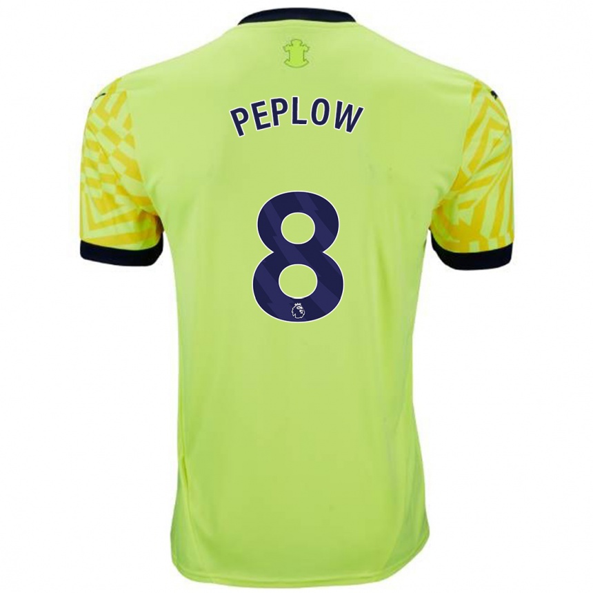 Kinder Fußball Chloe Peplow #8 Gelb Auswärtstrikot Trikot 2024/25 T-Shirt Luxemburg