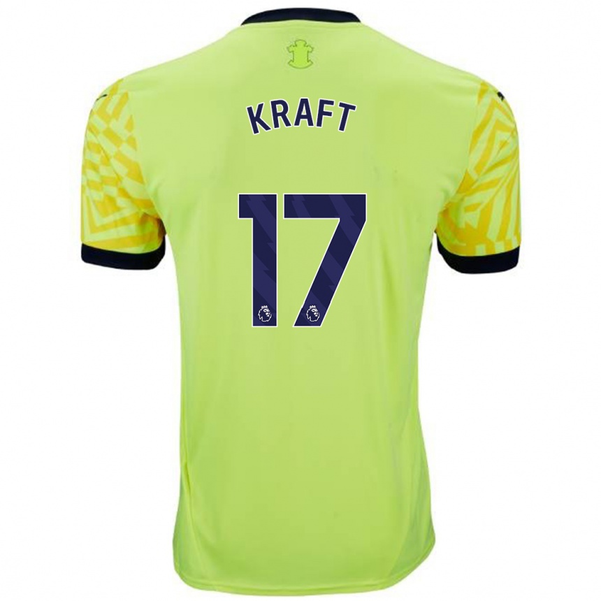 Kinder Fußball Emily Kraft #17 Gelb Auswärtstrikot Trikot 2024/25 T-Shirt Luxemburg