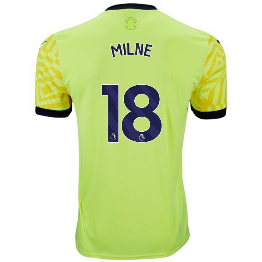 Kinder Fußball Isabel Milne #18 Gelb Auswärtstrikot Trikot 2024/25 T-Shirt Luxemburg