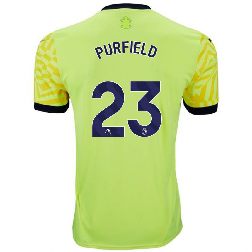 Kinder Fußball Jemma Elizabeth Purfield #23 Gelb Auswärtstrikot Trikot 2024/25 T-Shirt Luxemburg