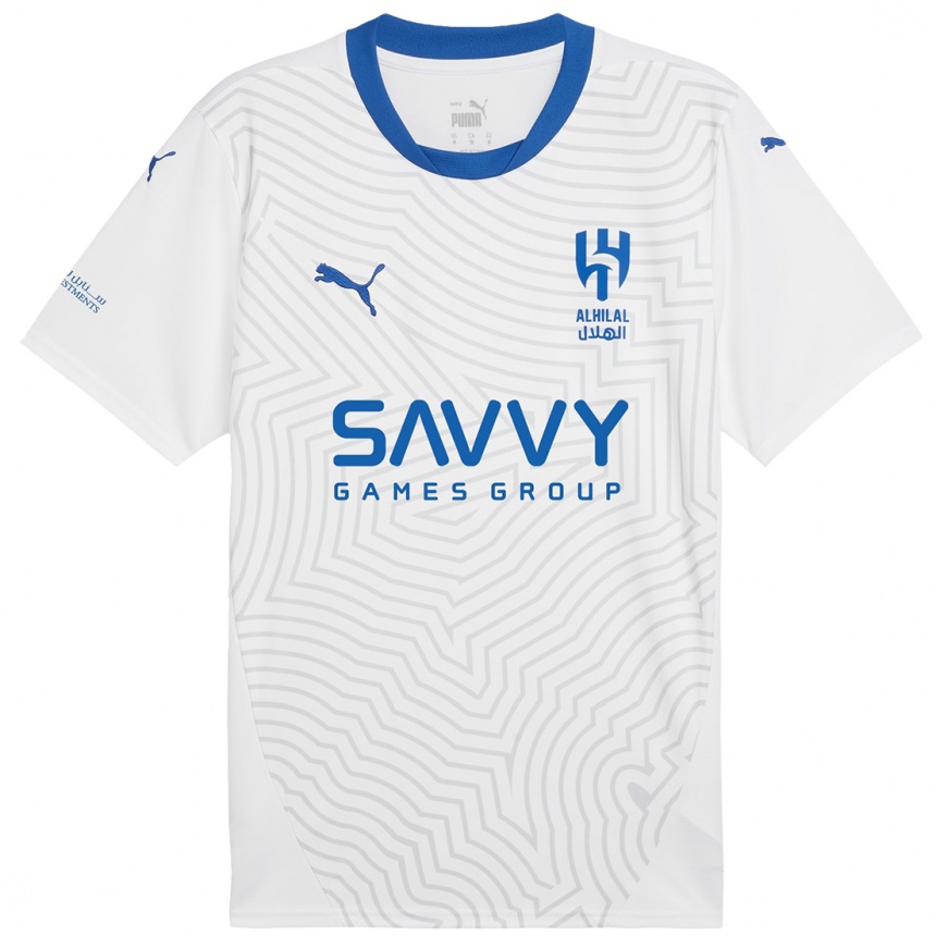 Kinder Fußball Nasser Al-Dawsari #16 Weiß Blau Auswärtstrikot Trikot 2024/25 T-Shirt Luxemburg