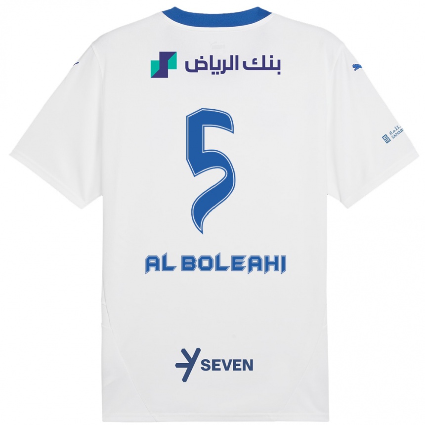 Kinder Fußball Ali Al-Boleahi #5 Weiß Blau Auswärtstrikot Trikot 2024/25 T-Shirt Luxemburg