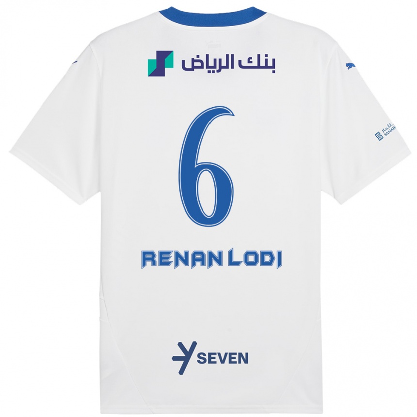 Kinder Fußball Renan Lodi #6 Weiß Blau Auswärtstrikot Trikot 2024/25 T-Shirt Luxemburg