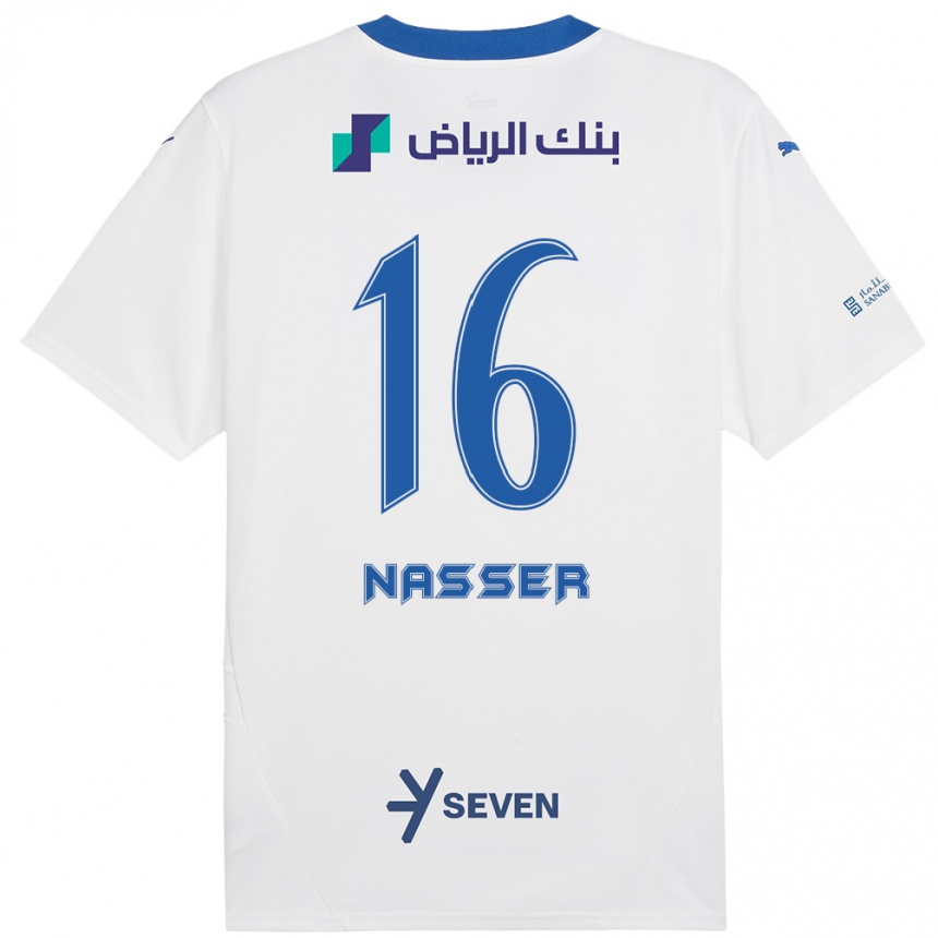 Kinder Fußball Nasser Al-Dawsari #16 Weiß Blau Auswärtstrikot Trikot 2024/25 T-Shirt Luxemburg