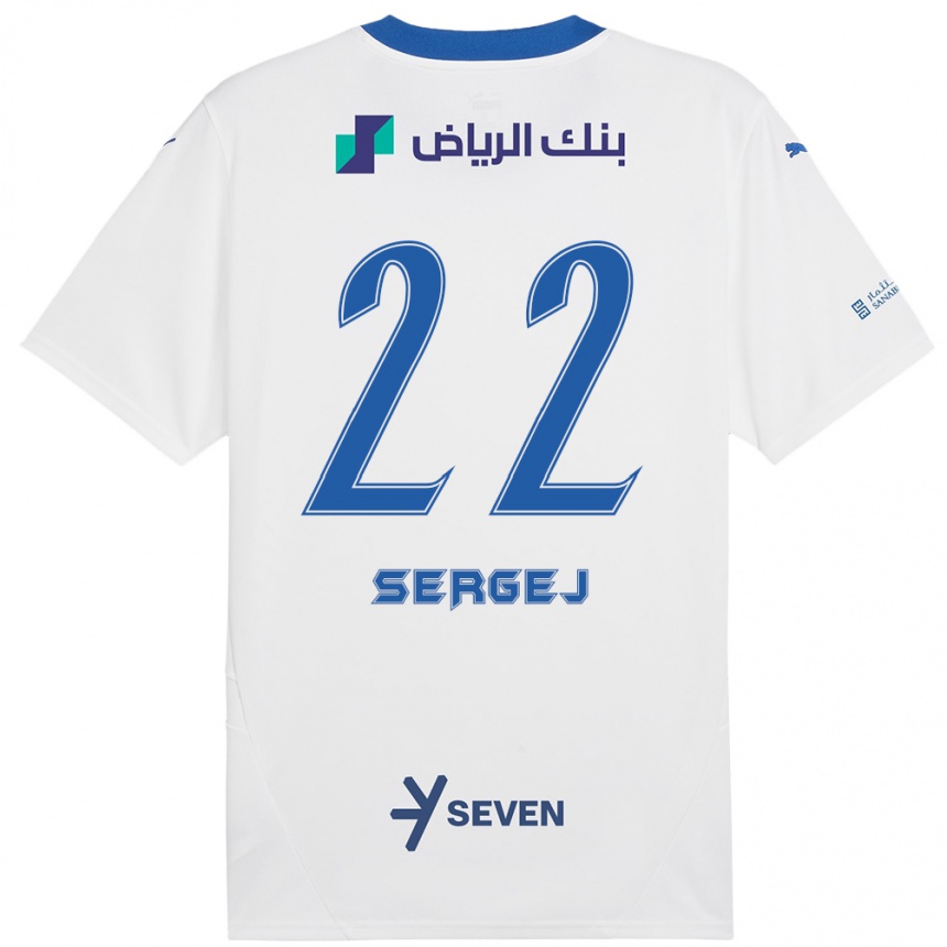 Kinder Fußball Sergej Milinkovic-Savic #22 Weiß Blau Auswärtstrikot Trikot 2024/25 T-Shirt Luxemburg