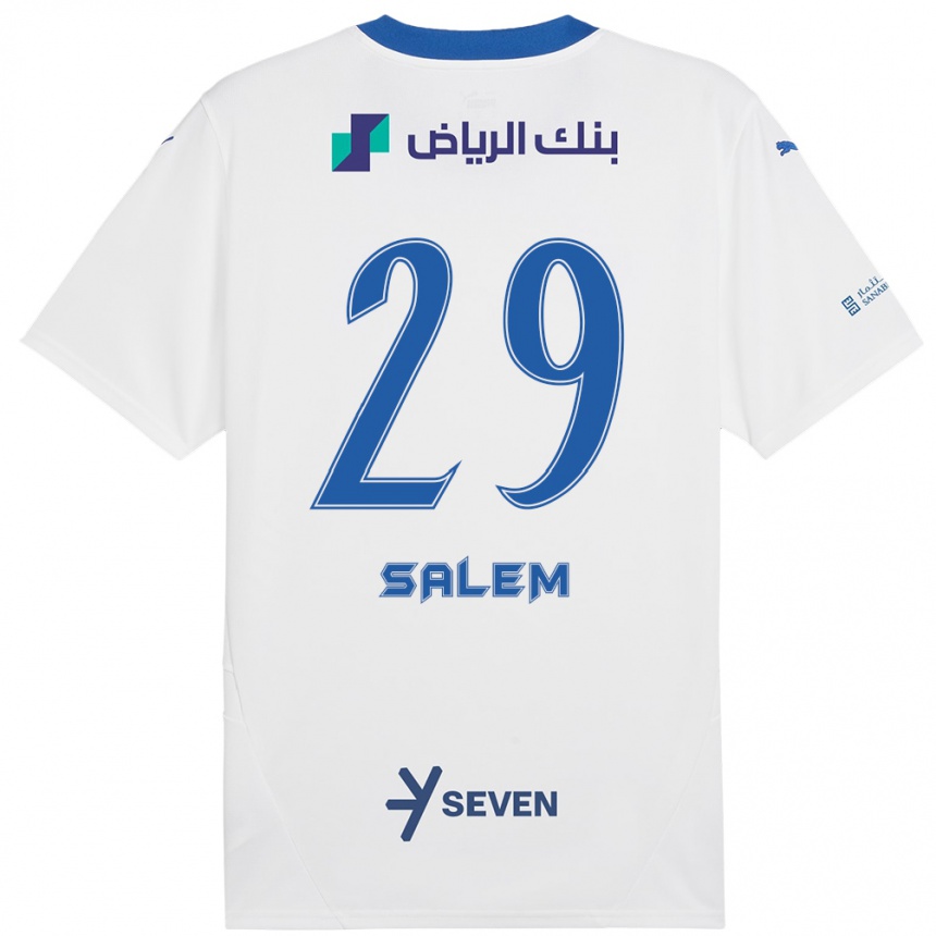 Kinder Fußball Salem Al-Dawsari #29 Weiß Blau Auswärtstrikot Trikot 2024/25 T-Shirt Luxemburg