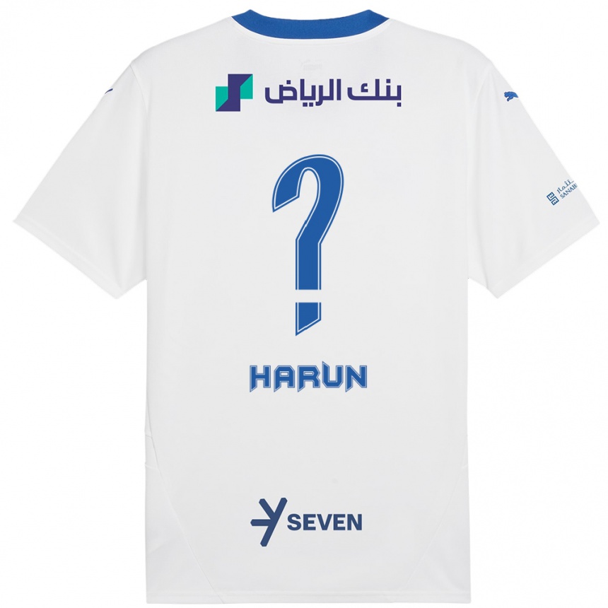 Kinder Fußball Saud Harun #0 Weiß Blau Auswärtstrikot Trikot 2024/25 T-Shirt Luxemburg