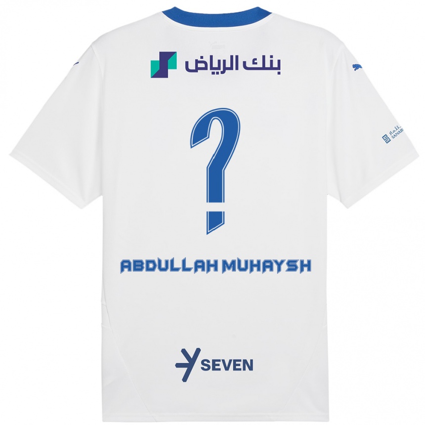 Kinder Fußball Mohammed Abdullah Muhaysh #0 Weiß Blau Auswärtstrikot Trikot 2024/25 T-Shirt Luxemburg