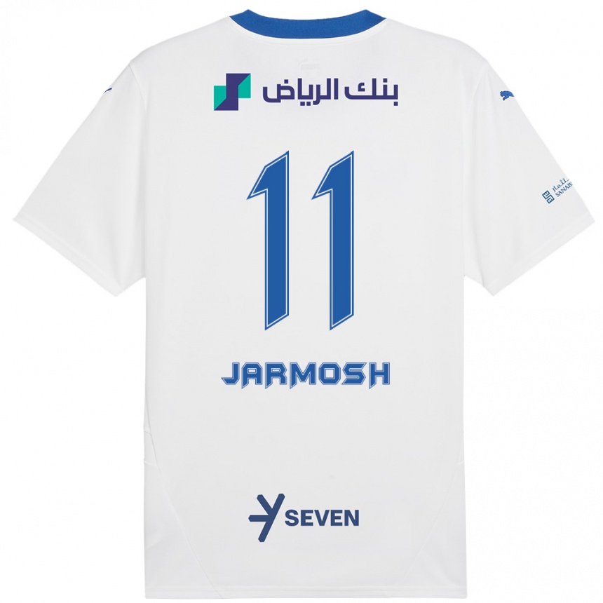 Kinder Fußball Abdulaziz Jarmosh #11 Weiß Blau Auswärtstrikot Trikot 2024/25 T-Shirt Luxemburg