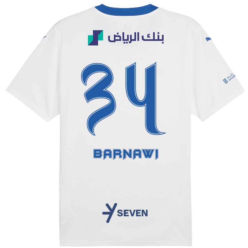 Kinder Fußball Saleh Barnawi #34 Weiß Blau Auswärtstrikot Trikot 2024/25 T-Shirt Luxemburg