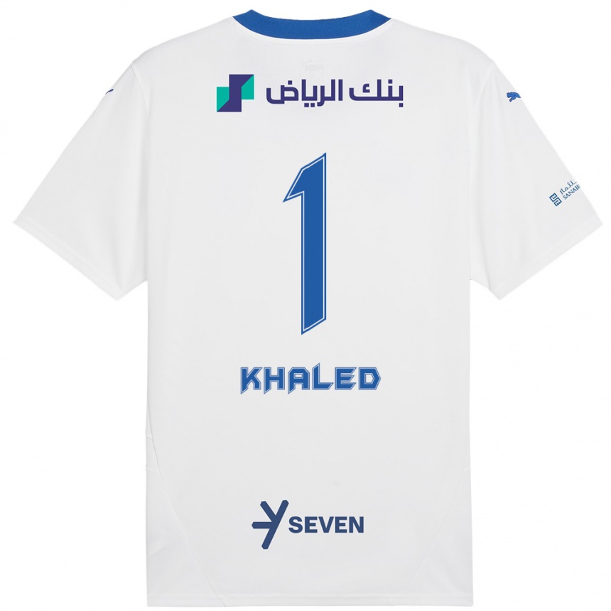 Kinder Fußball Nawal Khaled #1 Weiß Blau Auswärtstrikot Trikot 2024/25 T-Shirt Luxemburg