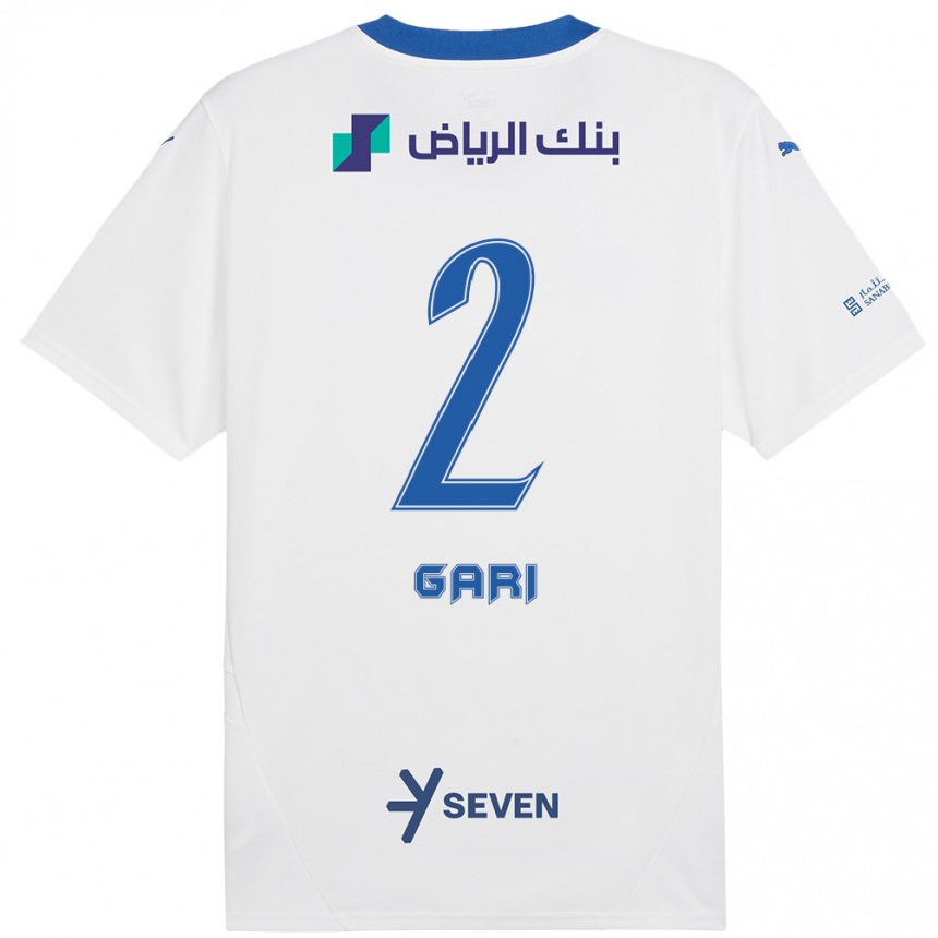 Kinder Fußball Fatimah Gari #2 Weiß Blau Auswärtstrikot Trikot 2024/25 T-Shirt Luxemburg