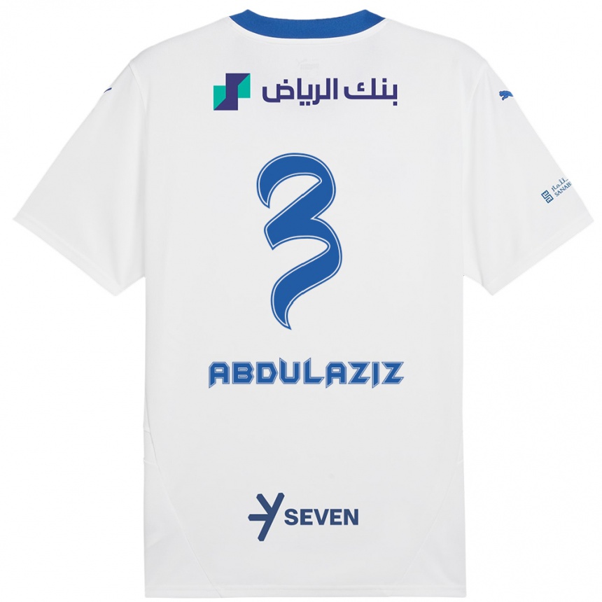 Kinder Fußball Al Jawhara Abdulaziz #3 Weiß Blau Auswärtstrikot Trikot 2024/25 T-Shirt Luxemburg