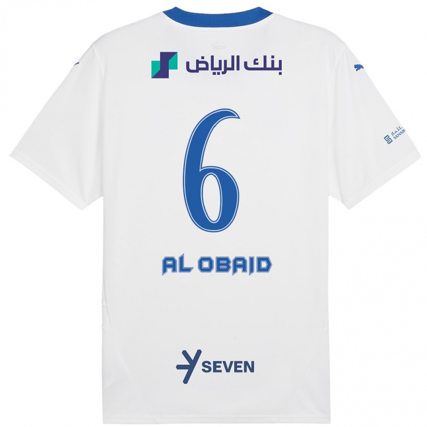 Kinder Fußball Lulu Al-Obaid #6 Weiß Blau Auswärtstrikot Trikot 2024/25 T-Shirt Luxemburg