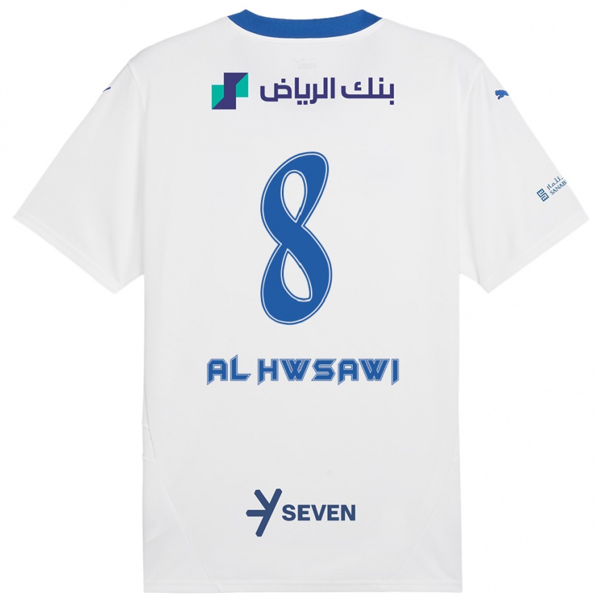 Kinder Fußball Al Bandari Al-Hwsawi #8 Weiß Blau Auswärtstrikot Trikot 2024/25 T-Shirt Luxemburg