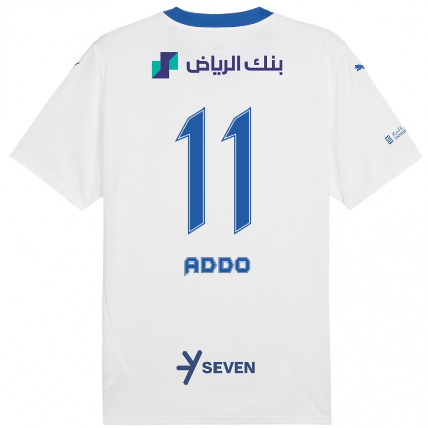 Kinder Fußball Elizabeth Addo #11 Weiß Blau Auswärtstrikot Trikot 2024/25 T-Shirt Luxemburg