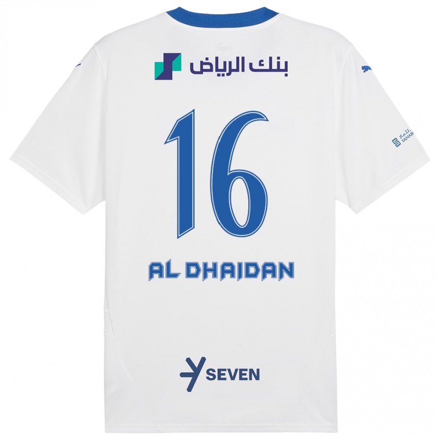 Kinder Fußball Nadia Al-Dhaidan #16 Weiß Blau Auswärtstrikot Trikot 2024/25 T-Shirt Luxemburg