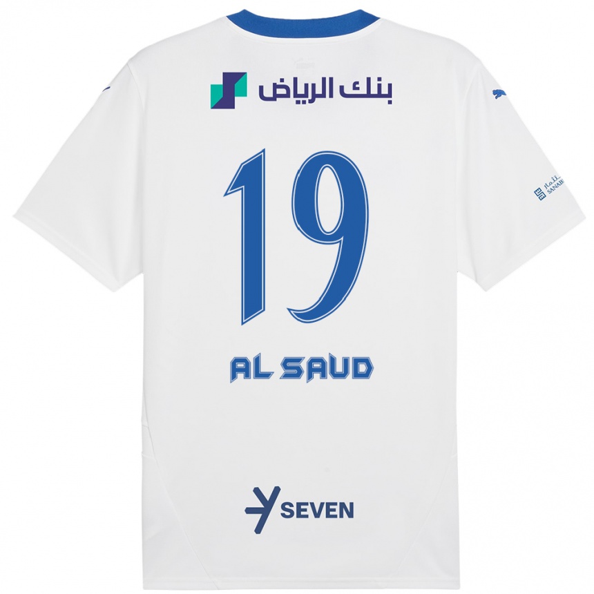 Kinder Fußball Manal Al Saud #19 Weiß Blau Auswärtstrikot Trikot 2024/25 T-Shirt Luxemburg