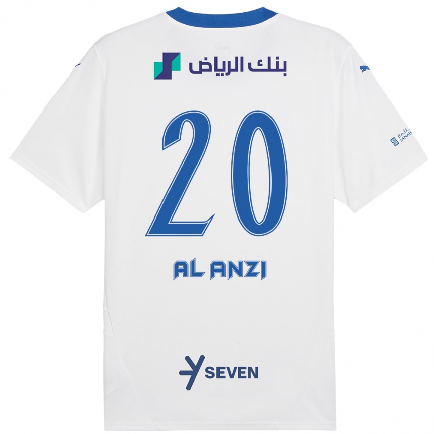 Kinder Fußball Areej Al-Anzi #20 Weiß Blau Auswärtstrikot Trikot 2024/25 T-Shirt Luxemburg