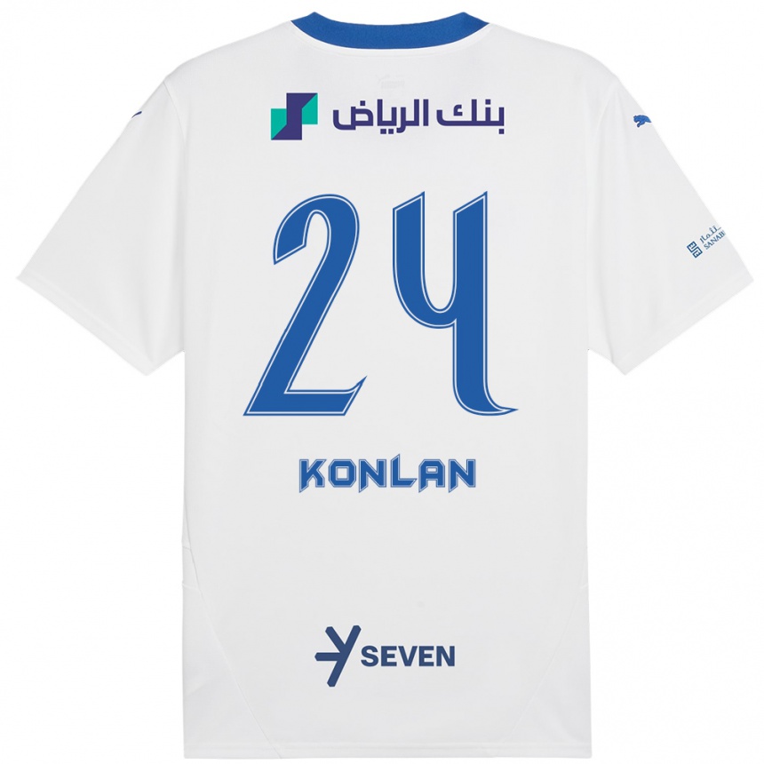 Kinder Fußball Cynthia Konlan #24 Weiß Blau Auswärtstrikot Trikot 2024/25 T-Shirt Luxemburg