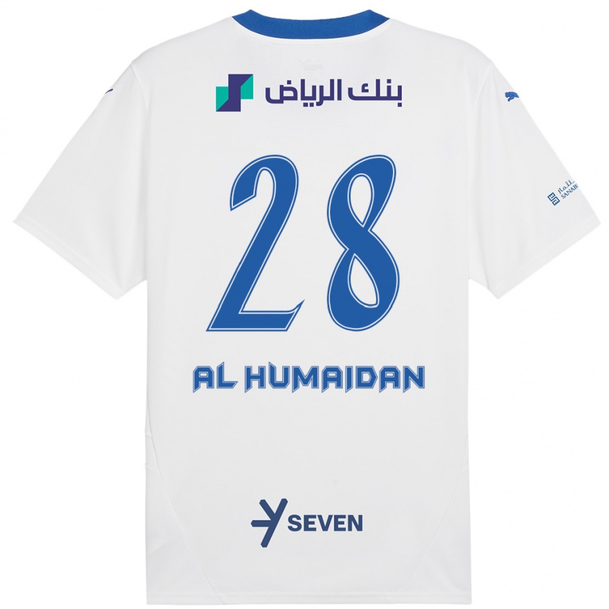 Kinder Fußball Fay Al-Humaidan #28 Weiß Blau Auswärtstrikot Trikot 2024/25 T-Shirt Luxemburg