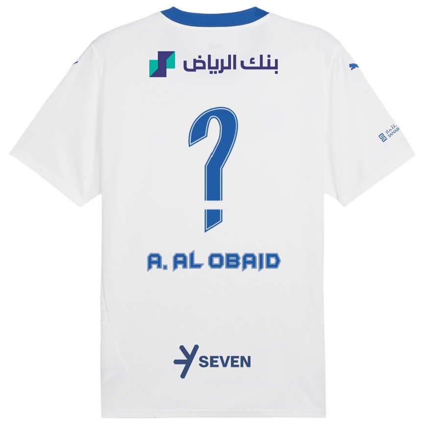 Kinder Fußball Abdulrahman Al-Obaid #0 Weiß Blau Auswärtstrikot Trikot 2024/25 T-Shirt Luxemburg