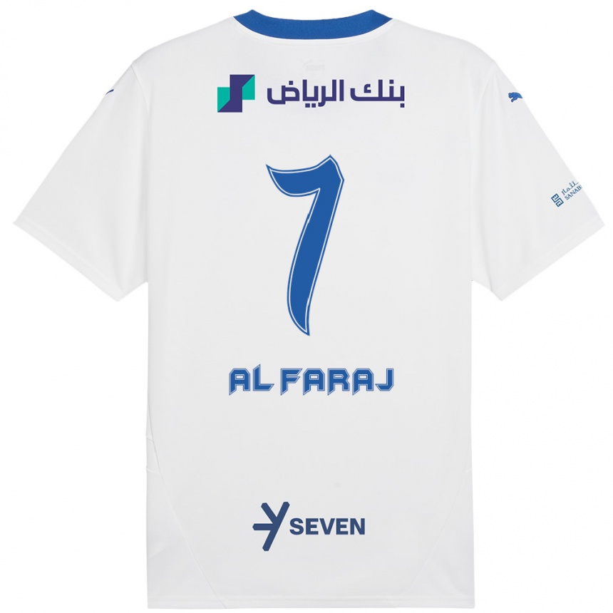 Kinder Fußball Salman Al-Faraj #7 Weiß Blau Auswärtstrikot Trikot 2024/25 T-Shirt Luxemburg