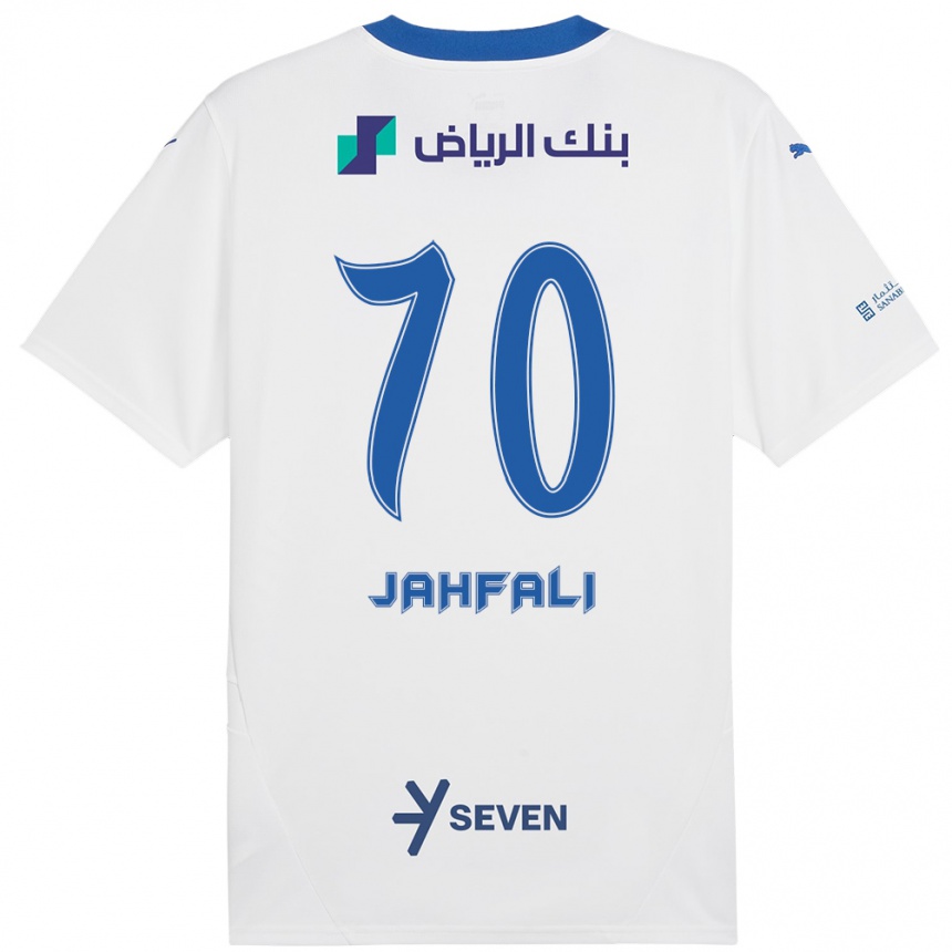 Kinder Fußball Mohammed Jahfali #70 Weiß Blau Auswärtstrikot Trikot 2024/25 T-Shirt Luxemburg