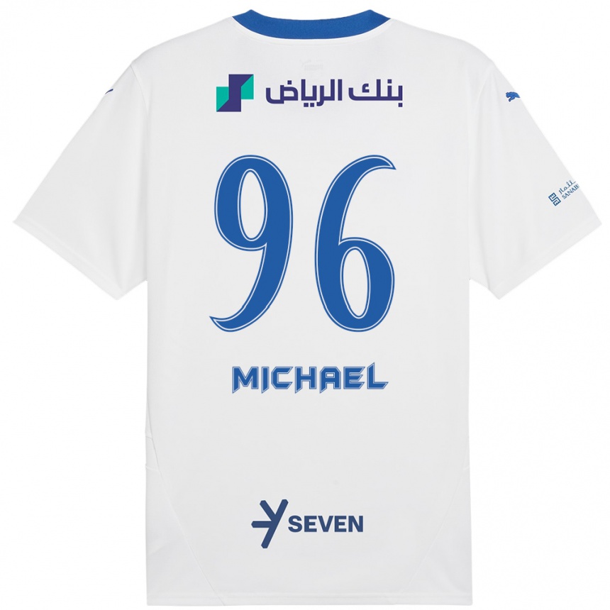 Kinder Fußball Michael #96 Weiß Blau Auswärtstrikot Trikot 2024/25 T-Shirt Luxemburg