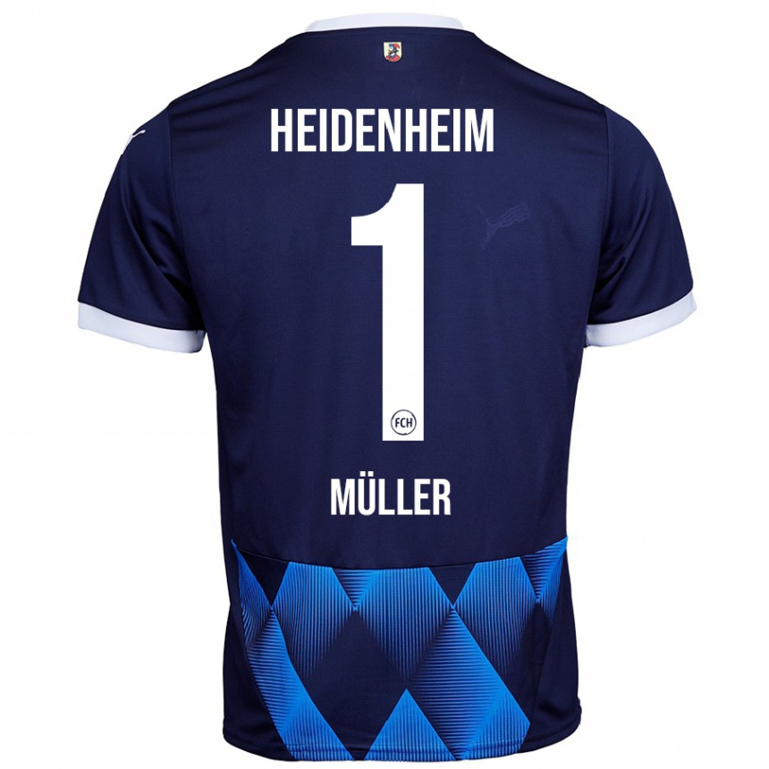 Kinder Fußball Kevin Müller #1 Dunkel Marineblau Auswärtstrikot Trikot 2024/25 T-Shirt Luxemburg