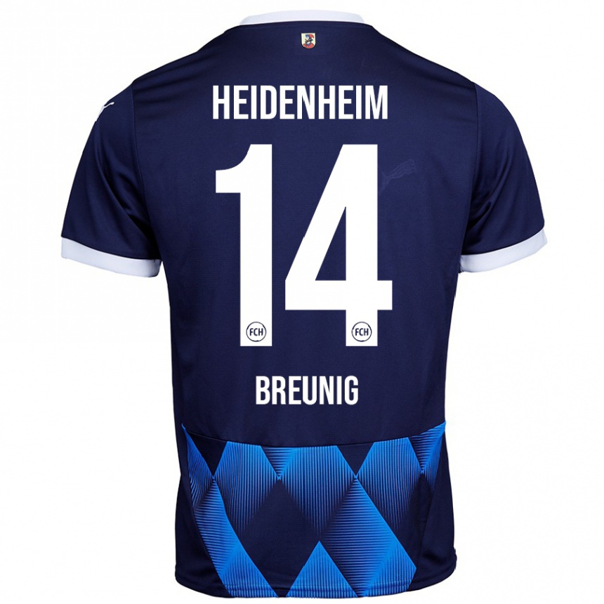 Kinder Fußball Maximilian Breunig #14 Dunkel Marineblau Auswärtstrikot Trikot 2024/25 T-Shirt Luxemburg