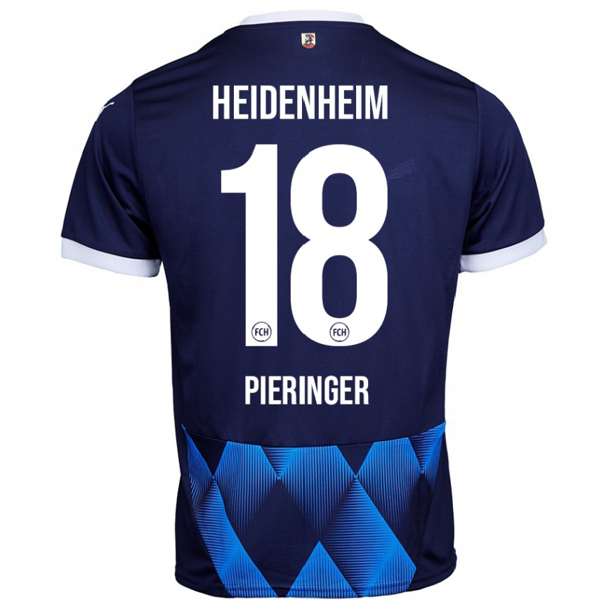 Kinder Fußball Marvin Pieringer #18 Dunkel Marineblau Auswärtstrikot Trikot 2024/25 T-Shirt Luxemburg